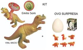 Kit Surpresa Dinossauro de Vinil Macio Grande com Som + Ovo de Dino que Nasce na Água