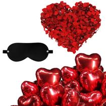 KIT Surpresa romântica 5 balões coração 200 pétalas e Venda KIT Surpresa romântica 5 balões coração 200 pétalas e Venda