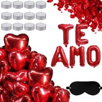 KIT Surpresa romântica 7 balões 10 velas 300 pétalas Venda KIT Surpresa romântica 7 balões 10 velas 300 pétalas Venda