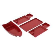 Kit Sushi 6 Peças Barco Pratos e Travessa Uno Coza Vermelho