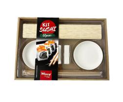 Kit Sushi 7 Peças Porcelana Com Hashi Molhadeira e Enrolador - Wincy Casa