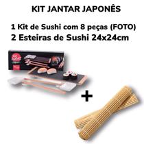 Kit Sushi 8 peças de Porcelana E Bambu + 2 Esteiras de Bambu - DS TOOLS
