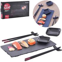 Kit Sushi 8 Peças Para 2 Pessoas Tabua Hashi Porta Molho Kit Sushi 8 Peças Para 2 Pessoas Tabua Hashi Porta Molho