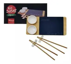 Kit Sushi 8 Peças Para 2 Pessoas Tabua Hashi Porta Molho Wincy
