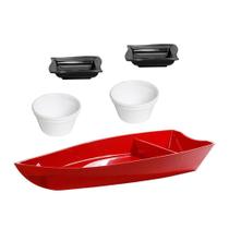 Kit Sushi Vemplast 1 Barco 2 Molheiras E 2 Ramequim Pp