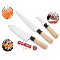 Kit Sushiman 3 Facas Japonesas Sushi Sashimi Mundial Gourmet salmão Faca