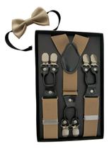 Kit Suspensório 6 Garras King 3,5cm e Gravata Borboleta Adulto Masculino Luxo Reforçado