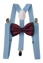 Kit Suspensório Azul Bebê +gravata Borboleta Dupla Pt/bordô Ref 244/249