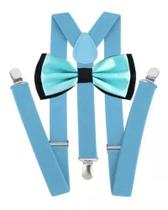 Kit Suspensório Azul Bebê + Gravata Dupla Azul Bebê C Preto Ref 244/249 Kit Suspensório Azul Bebê + Gravata Dupla Azul Bebê C Preto Ref 244/249