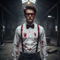 Kit Suspensório Ensanguentado Com Óculos e Gravata