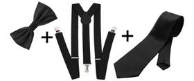 Kit Suspensório + Gravata Borboleta + Gravata Slim Fit Adt Ref 244/247/253