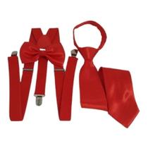 Kit Suspensório + Gravata Borboleta + Gravata Slim Infantil R:244/247/255