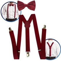 Kit Suspensorio Masculino Gravata Borboleta Casamento Noivo Padrinhos Adulto Ajustável Elástico Feminino Preto Bege Verde Azul Cinza Marsala Vermelho