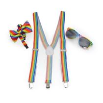 Kit Suspensorio Oculos e Gravata Borboleta Colorido Arco Iris tema LGBT