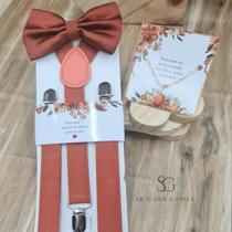 Kit Suspensório Terracota Trabalhada + Pulseira com Tags