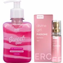 Kit Sweet Glow Girl Hidratante Beijavel Chiclete e Perfume de Bolso Sedução Amadeirado Floral
