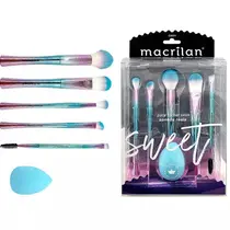 Kit sweet profissional 5 pincéis + 1 esponja gota macrilan Kit sweet profissional 5 pincéis + 1 esponja gota macrilan