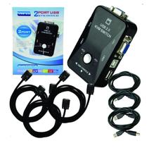 Kit Switch Kvm 2 Portas Vga Para Teclado E Mouse Usb Técnico