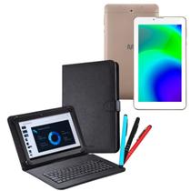 Kit Tablet M7 32GB 3G Celular Dorado + Capa com Teclado + Caneta Touch