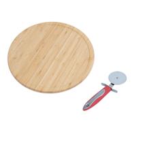 Kit tábua bambu giratória cortador de pizza vermelho Oikos Kit tábua bambu giratória cortador de pizza vermelho Oikos