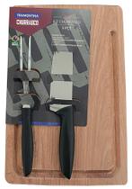 Kit Tábua Churrasco Carne Tramontina 3 Peças Garfo E Faca