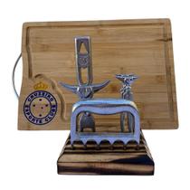 Kit Tabua Churrasco Time Cruzeiro Personalizada com Garra de Urso, Abridor de Bebidas e Garfinhos Aluminio