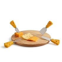 Kit Tábua com Base Giratória e Espátulas para Queijos 6 Peças Kit Tábua com Base Giratória e Espátulas para Queijos 6 Peças