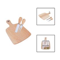 Kit Tábua Com Cabo Utensílios Para Queijos 3 Peças