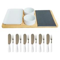 Kit Tábua com Petisqueiras e Utensílios 17 Peças Para Servir