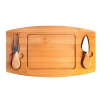 Kit tabua de bambu para queijos frios petiscos com garfo faca conjunto 3 pecas Kit tabua de bambu para queijos frios petiscos com garfo faca conjunto 3 pecas