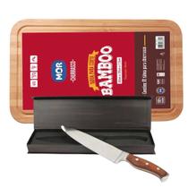 Kit Tábua De Corte Em Bamboo 50cmX30cm Mor Com Faca Linha Steel 10 Polegadas Mor Excelente Original.
