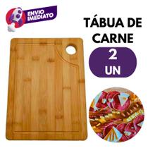 Kit Tábua De Corte Madeira Bambu Retangular 33CM Carne Servir Churrasco Frios