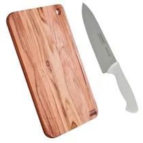 Kit Tábua De Corte Madeira Jatobá + Faca 8" Chef Tramontina