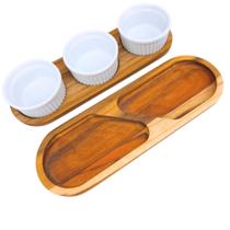 Kit Tábua de frios com divisórias Petisqueira de madeira