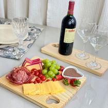 Kit Tábua de Frios Coração Quadrada Mesa Posta Madeira Pinus