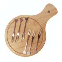 Kit Tábua De Frios E Garfinhos Churrasco Petisqueira Madeira