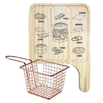 Kit tábua de hambúrguer + cesta para fritas - burger receita