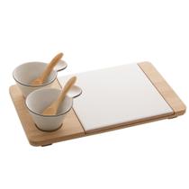 Kit Tábua de Queijos Frios Bandeja Petisqueira Conjunto com 2 Molheiras Lyor