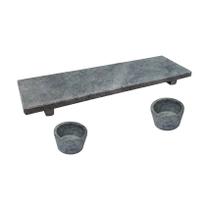 Kit Tabua Gourmet 30x10cm e 2 Molheiras 80ml em Pedra Sabão