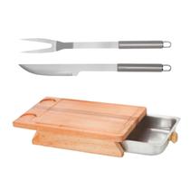Kit Tábua Inteligente P/ Churrasco C/ Gaveta + Kit Faca