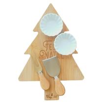 Kit Tábua para Petiscos 5 Peças - Modelo Árvore de Natal Bambu 32x32x1cm.