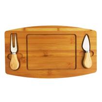 KIt Tábua para Queijos e Frios 3 Peças Inox e Bambu KIt Tábua para Queijos e Frios 3 Peças Inox e Bambu