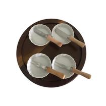 Kit Tábua Para Servir Petiscos com 4 Mini Travessas Oferta.
