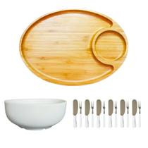 Kit Tábua Petisqueira com Bowl Garfos e Espátulas 14 Peças Para Servir Kit Tábua Petisqueira com Bowl Garfos e Espátulas 14 Peças Para Servir