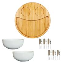Kit Tábua Petisqueira com Bowls Garfos e Espátulas 15 Peças Para Servir Kit Tábua Petisqueira com Bowls Garfos e Espátulas 15 Peças Para Servir