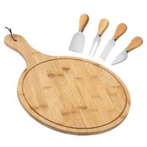 Kit Tábua Petisqueira com Espátulas e Garfo Para Queijos / Aperitivos 5 Peças Para Servir Kit Tábua Petisqueira com Espátulas e Garfo Para Queijos / Aperitivos 5 Peças Para Servir