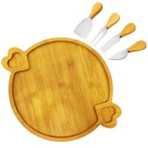 Kit Tábua Petisqueira com Utensílios 5 Peças Para Servir Queijos / Aperitivos