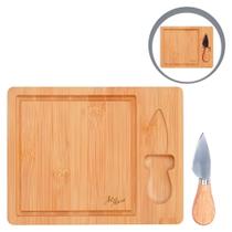 Kit Tábua Petisqueira Madeira Frios Queijo Com Faca - Art House