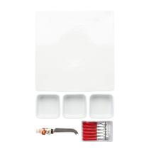 Kit Tábua Petisqueira Para Frios Patês 11 Peças de Porcelana