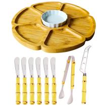 Kit Tábua Petisqueira + Utensílios Para Queijos / Pastas 10 Peças Para Servir